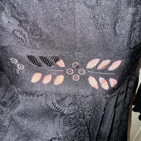 Free People 4 Dress Lace Black Lovers Festival Folk Short Bell Sleeve Bohemian - Picture 3 of 14